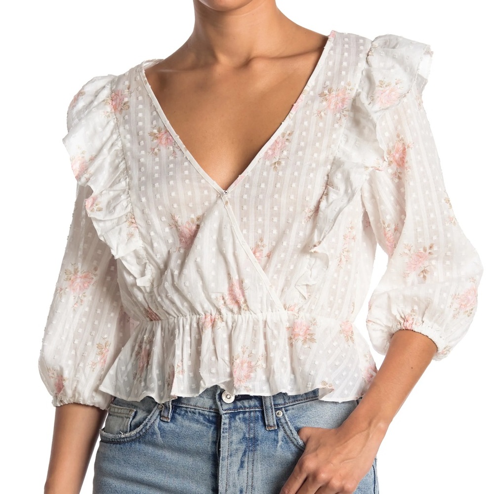 BCBG Ruffle Floral Top with Tags